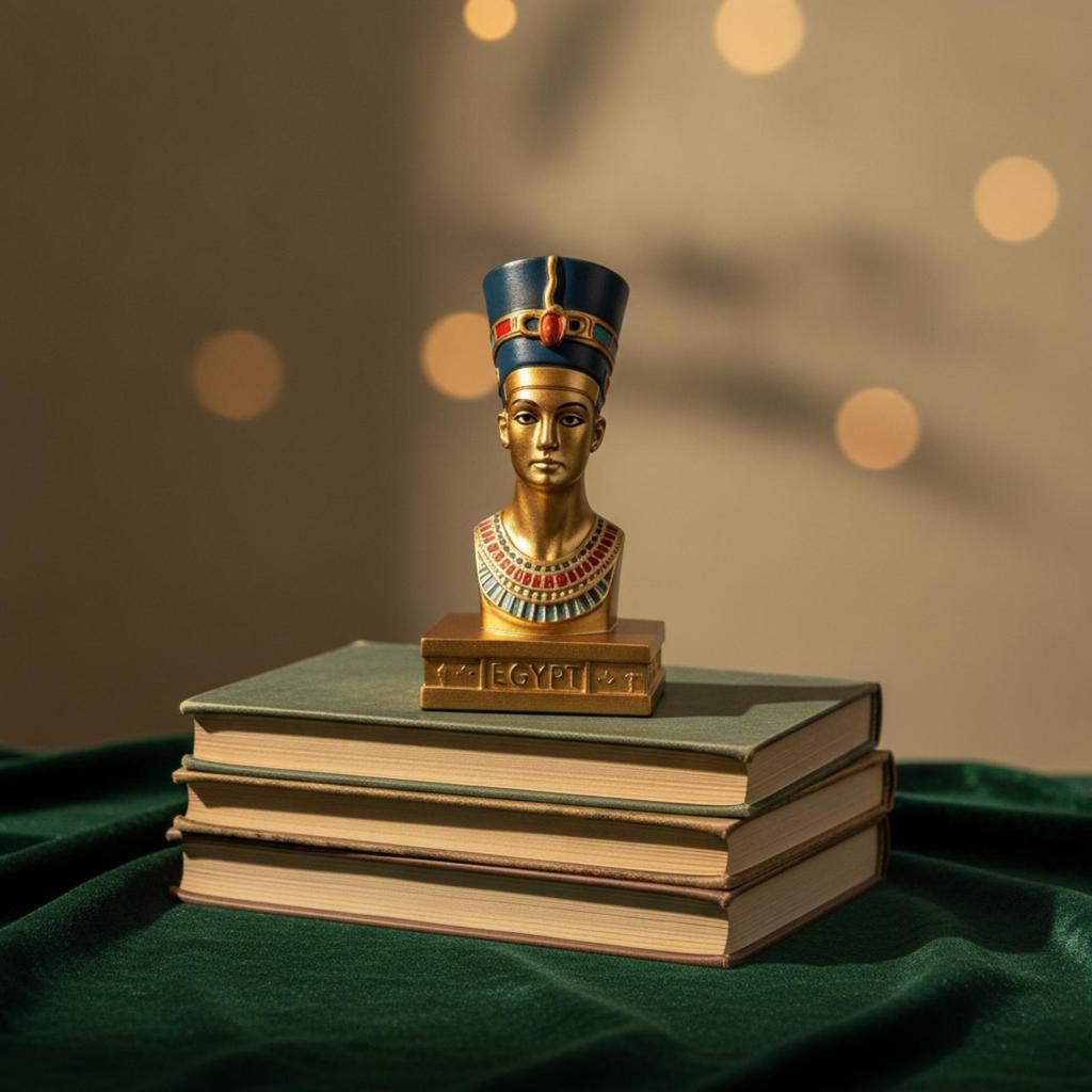 Pharaoh Bust Statue Engraved Base Nile Valley Ornament Blue Headdress