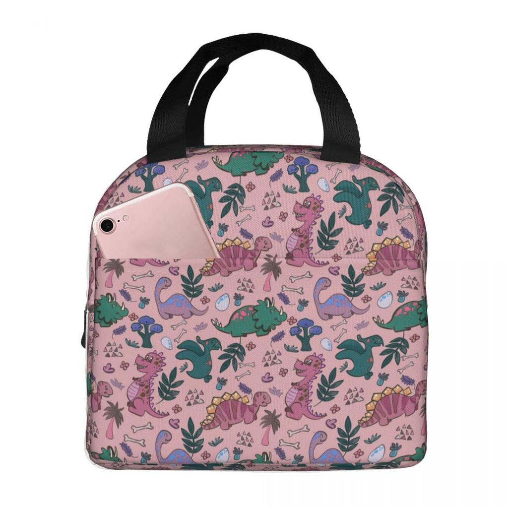 Cartoon Cute Dinosaur Pattern Insulated Lunch Bag for Kids School Cooler Thermal Food Box Tote Leakproof Lunch Boxes Container