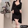 Spring and Summer Sexy Nightdress Lace Temptation V-neck Gathering Ice Silk Suspender Nightdress Backless Chest Pad Suspender Nightdress Set