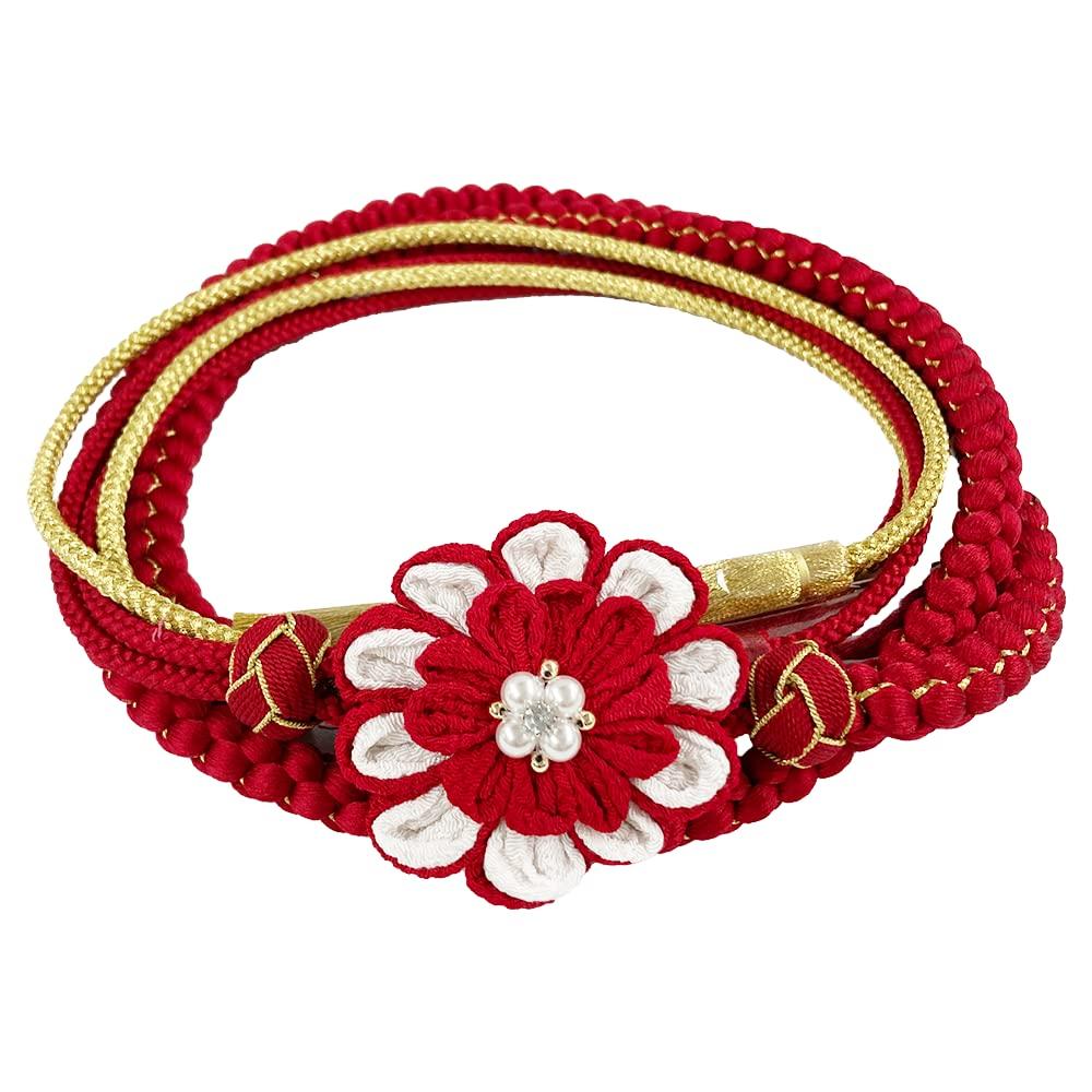 

Киото Кимоно Юдзен Ручной работы Шелковый Оби-дзиме с Цветочной Отделкой, Жемчужно-красный, Идеально для Церемоний Совершеннолетия, Кимоно и Фурисодэ