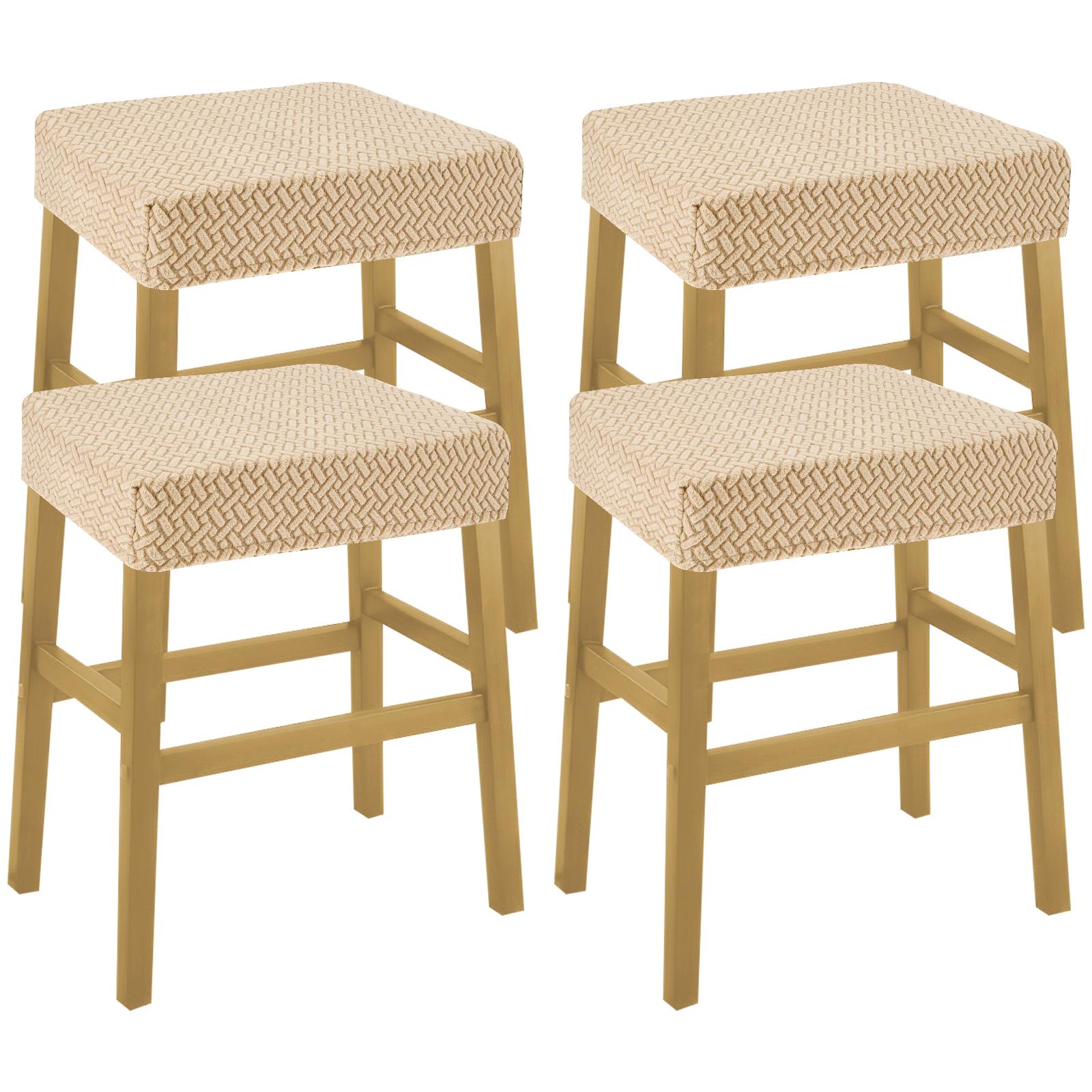 

4 шт. Эластичные прямоугольные чехлы для барных стульев с резинкой, моющиеся защитные чехлы на сиденье-седло для дома, офиса, без спинки