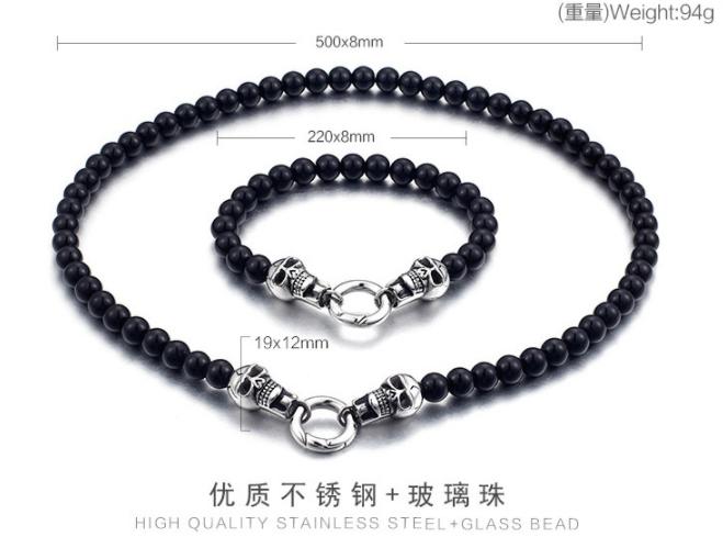 Herren Trendy Edelstahlarmband mit Totenköpfen Lava-Stein Perlenarmbänder für Geschenk Hochzeit mit Zirkon als Hauptstein