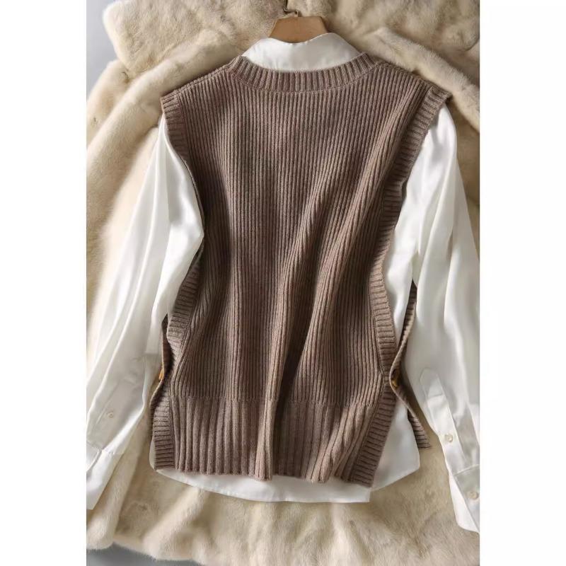 Women S French Style Loose Knit Sleeveless Vest Autumn Winter Outerwear