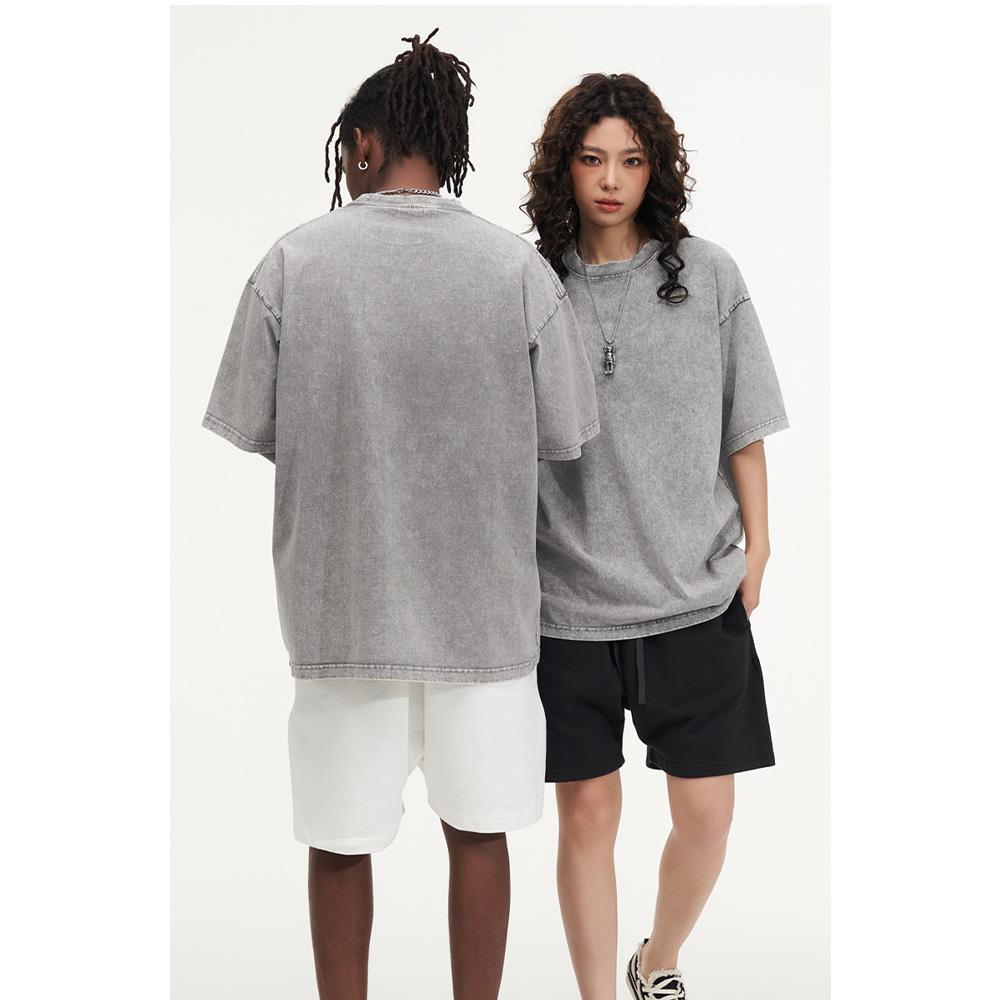 Summer Washed T Shirt for Men Women 230G Cotton Loose Oversized Tee Men's Korean Y2k Tops Casual Vintage Short Sleeve T-shirt