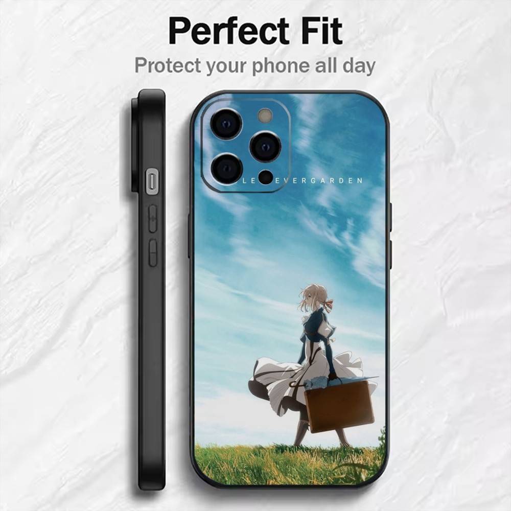 V-Violet E-Evergarden Phone Case For iPhone17,16,15,14,13,12 Plus,Max Soft Silicone Black Cover