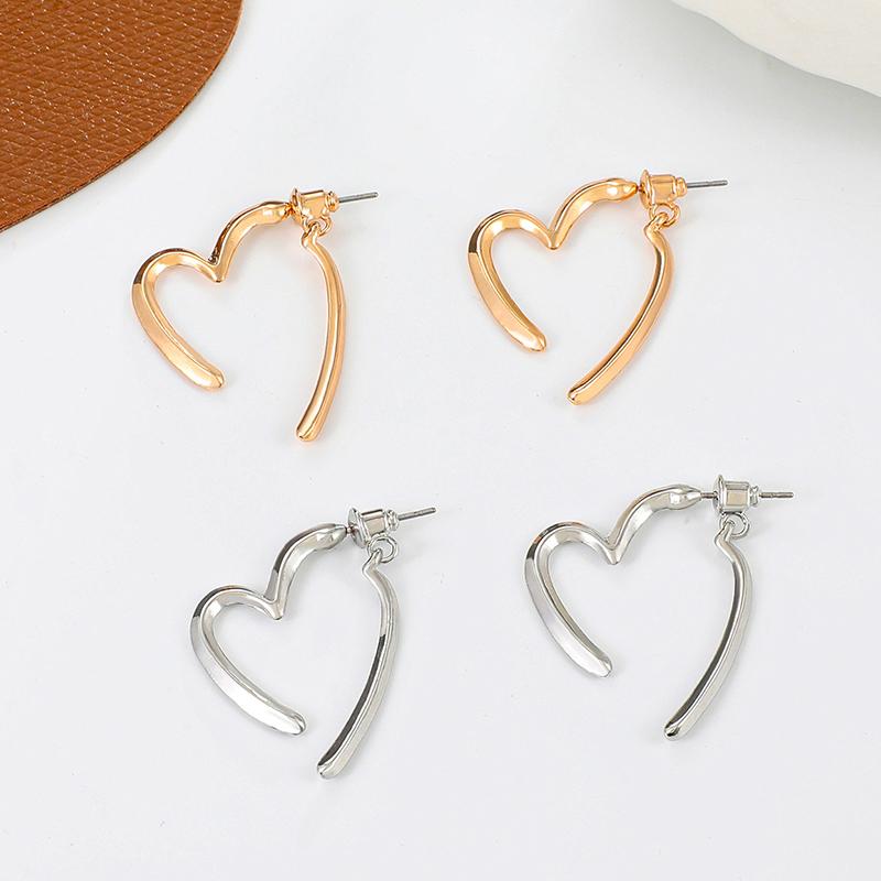Semplici Orecchini Pendenti a Cuore alla Moda per Donne Ragazze Colore Oro Argento Orecchini in Metallo Liscio Pendenti Gioielli da Matrimonio Regalo