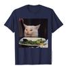Dinner Table Cat Meme Funny Internet Yelling Confused Gift Tshirt Top Tshirts Novelty Coupons Unisex Tops Tees Tight Cotton