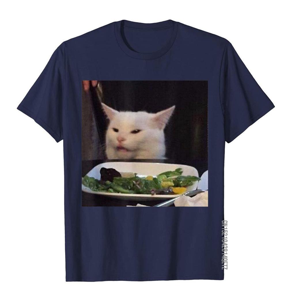 Dinner Table Cat Meme Funny Internet Yelling Confused Gift Tshirt Top Tshirts Novelty Coupons Unisex Tops Tees Tight Cotton