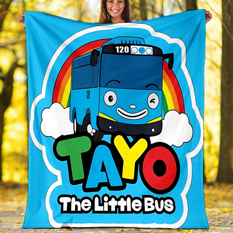 the little bus tayo printed throw blanket—lightweight,soft,warm;versatile blanket for all seasons—perfect as &air-conditioning throw,nap blanket