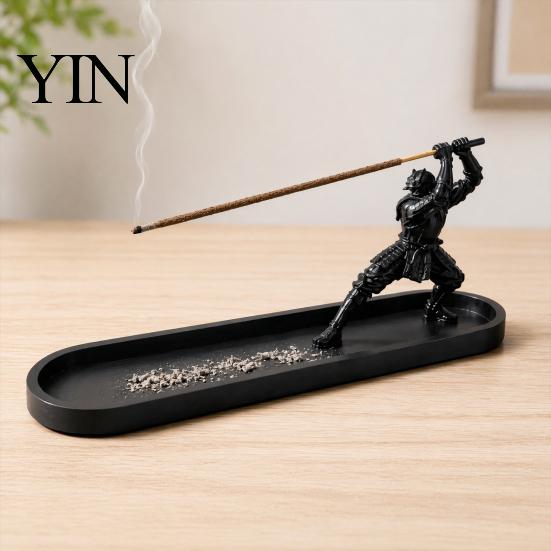 Samurai-Rüstung Räucherstäbchenhalter Schwert-Brenner Ornament mit Aschenbecher, Zen-Stil Kreativer Ständer für Heim- und Bürodekoration, Meditationsgeschenke für Männer und Tee