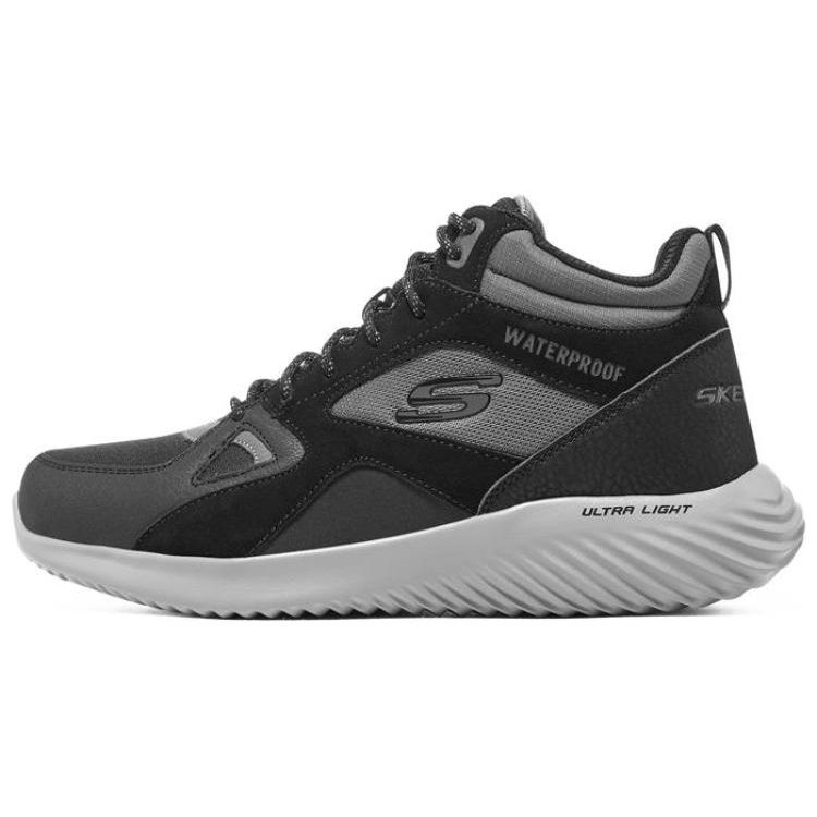 Skechers Bounder Ткань Кожа Удобные Универсальные Полуботинки Повседневная Обувь Мужские кроссовки Черный Серый 232280-BKCC 41