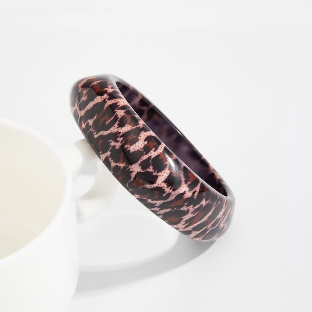 Leopardenmuster Acryl Armreif Unregelmäßig Retro Handring Einfach Unregelmäßig Breites Armband Mädchen