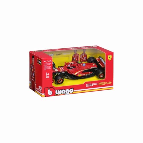 Burago 1/43 Scale Ferrari SF-24 2024 Imola GP No. 55 C. Sainz Jr. Finished Model 18-36844SI