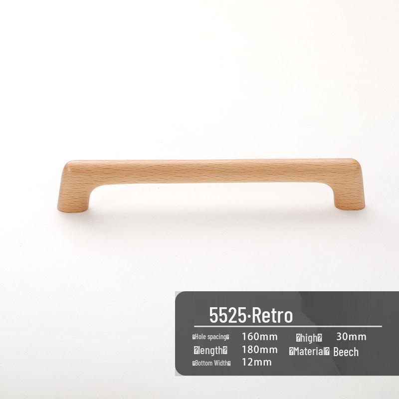 Natural Solid Wood Cabinet & Wardrobe Handle - Long, Cream Style