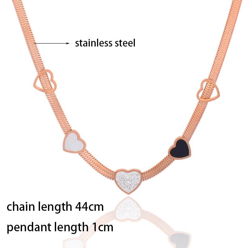 Stainless Steel Black White Hollow CZ Star Rose Gold Silver Color Necklace for Women Jewelry  New Arrival 334 KO2