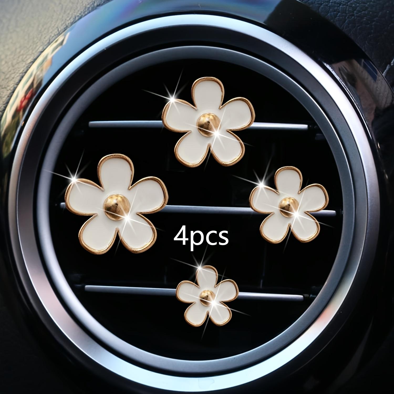 

4 шт./компл. Универсальная посадка Цветок маргаритки Сплав Украшения-клипсы на воздуховод автомобиля для клипсы кондиционера автомобиля Аксессуары Прорези воздуховода белый