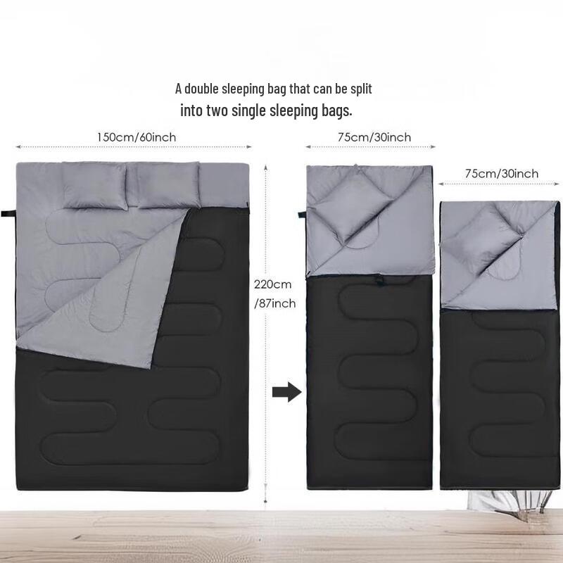 OEING Double Camping Sleeping Bag with Pillow
