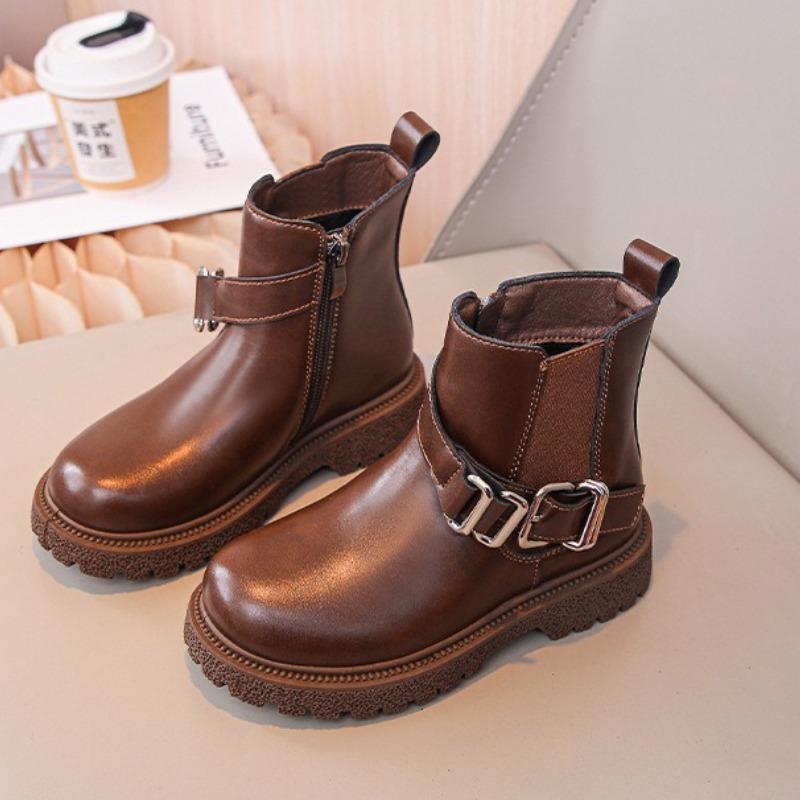 Autumn Girl Boot New Fashion Simple Ankle Boots Anti Slip Soft Sole Comfort Leather Boots Retro Trend Warm Short Kid Boot Botas