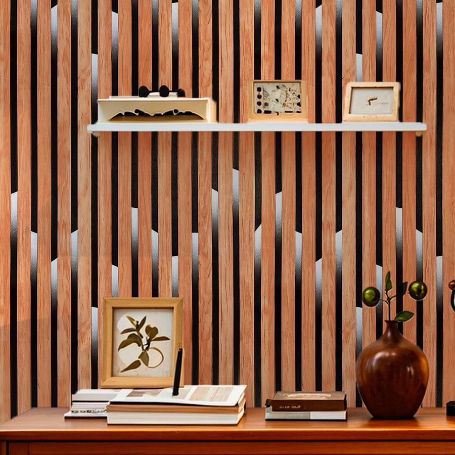 3D Wood Grain Self-Adhesive Wallpaper for Living Room Decoration