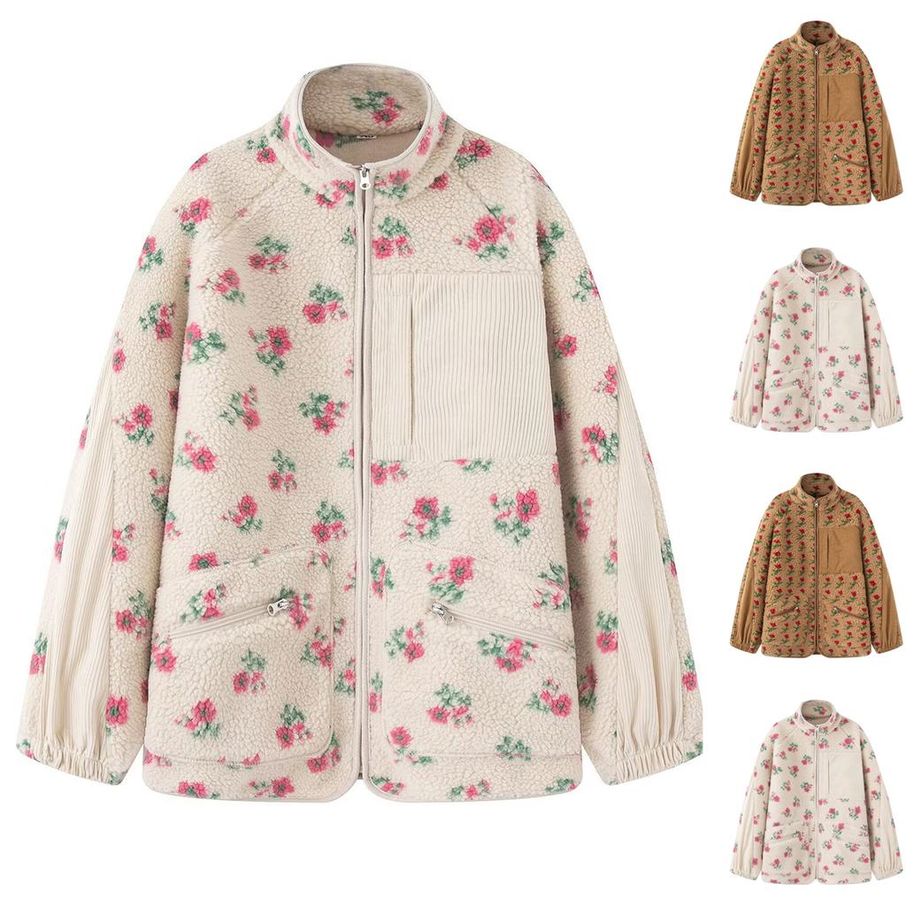 Women's Faux Suede Button Jacket Oversized Gathered Hem Short Length Coat Casual Vintage Outerwear With Pockets