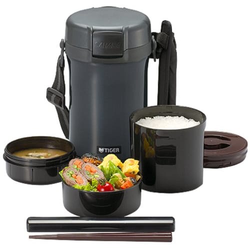 

Tiger Thermos Insulated Lunch Box, Stainless Steel, Holds Approximately 4 Rice Bowls, Charcoal Gray, LWU-A201-HD