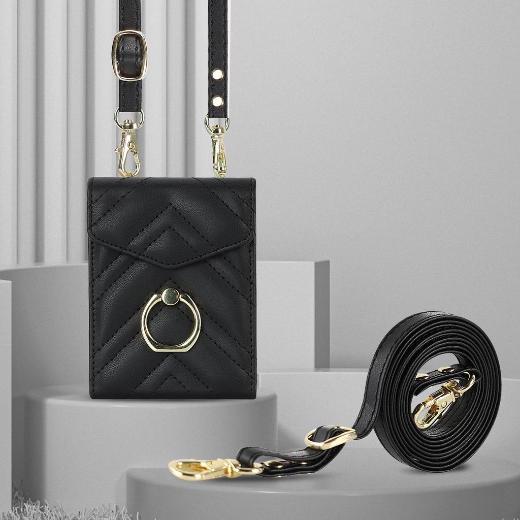 Fashion Leather Phone Case For Samsung Galaxy Z Flip 5 4 Z Flip 3 5G With Long Lanyard Crossbody Bag Wallet Holder Protect Cover