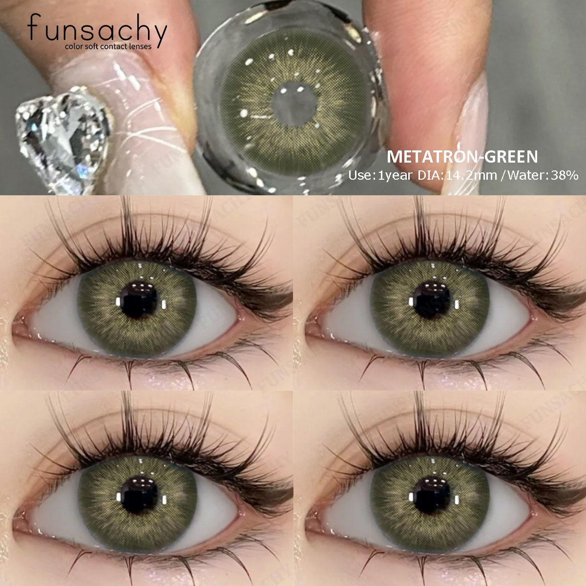 

FUNSACHY 2 шт. Зеленые контактные линзы Натуральная красота Высококачественные цветные линзы Красота Косметика Макияж Ученики Глазные линзы Ежегодно