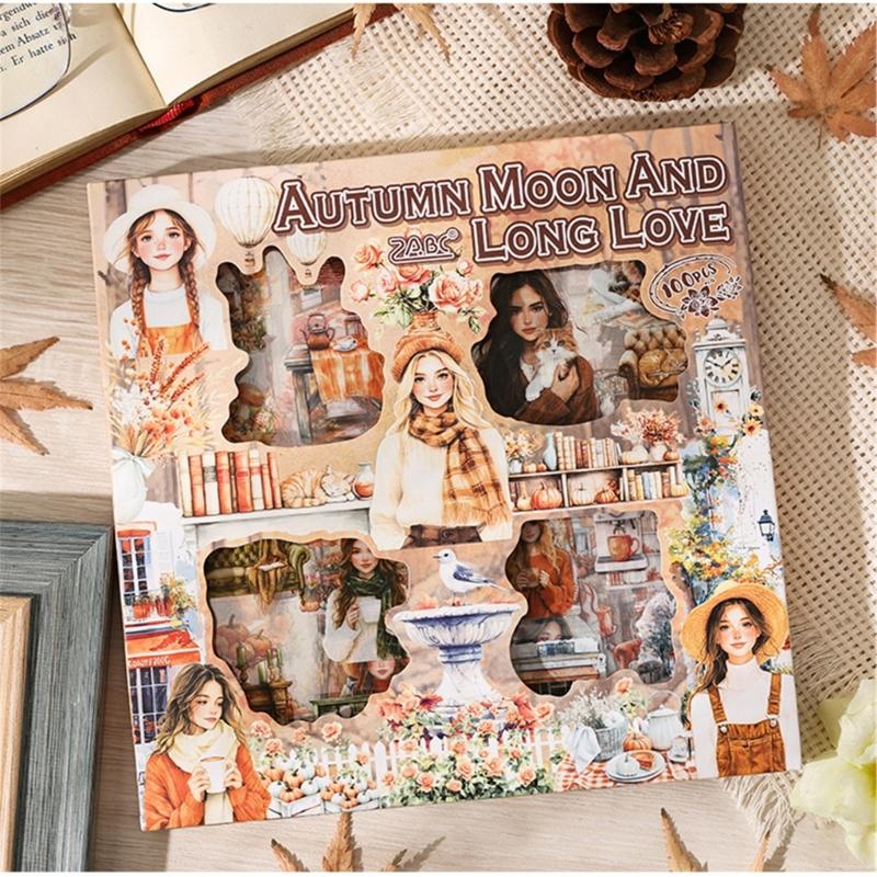 Seasonal Flower PET Sticker Aesthetic Sticker for Scrapbooking Notebook Journal Water Bottle Laptop Skateboard Packaging