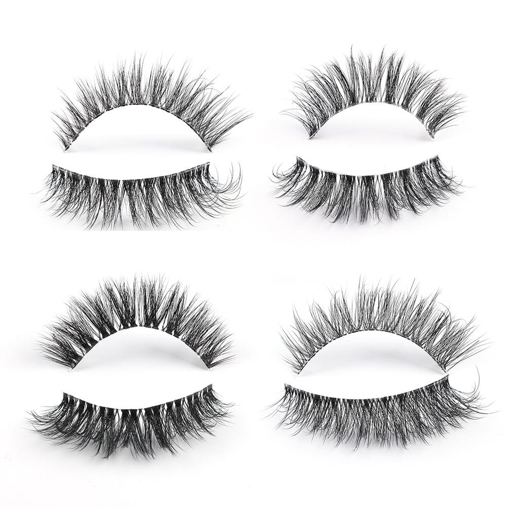 Clear Band Eyelashes Natural Fluffy 3D Mink Lashes D Curl Volume Wispy False Eyelashes With Clear Band Soft Reusable Lashes