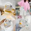 Cute Cartoon Plush White Goose Mini Shoulder Bag With Zipper Closure For Girls