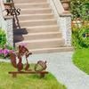 Flower Bed Decoration Rusty Metal Squirrel with Acorn Garden Stake, Cute Animal Silhouette Sculpture, Ground Insert Decor Decorative Outside Yard Art