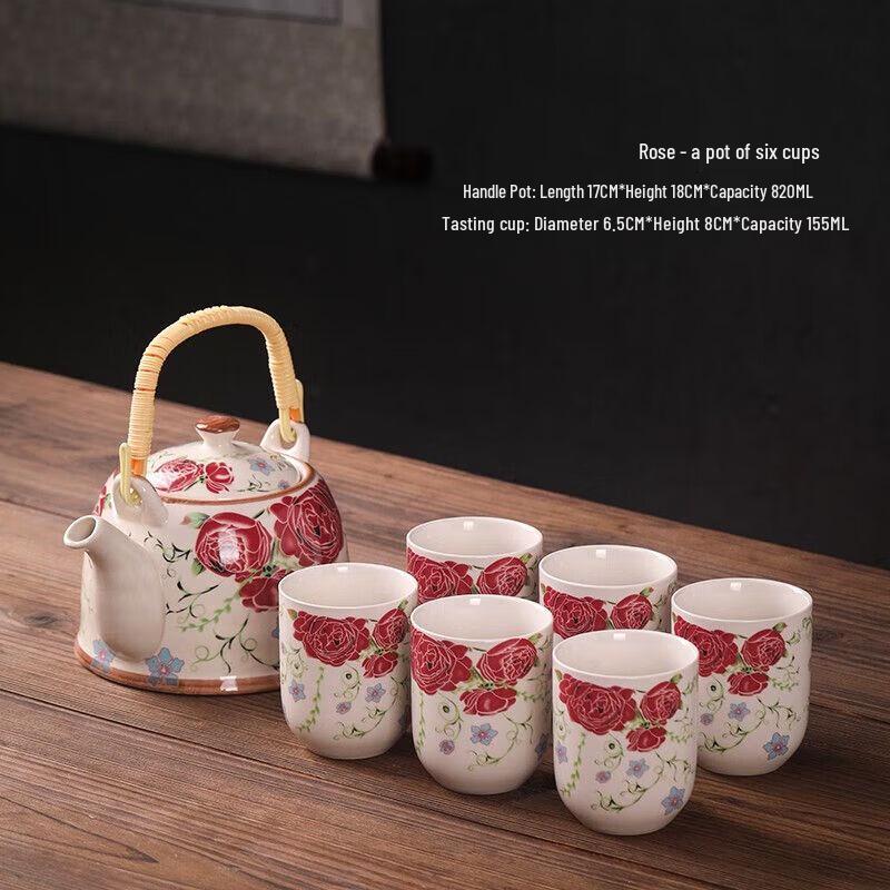 Ретро Синий и Белый Керамический Чайный Набор с Чайником