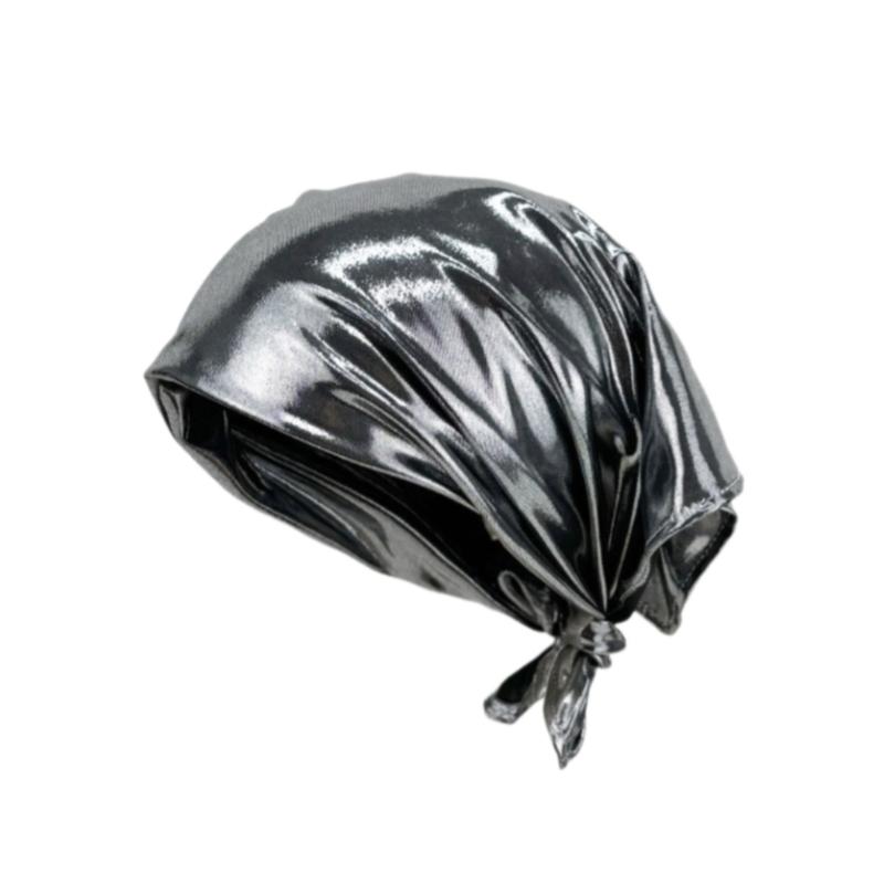 

Взрослая серебристая бандана в западном стиле, хип-хоп платки, эластичная бандана, дорожная, для сценических выступлений, для фото, косынки для волос 1