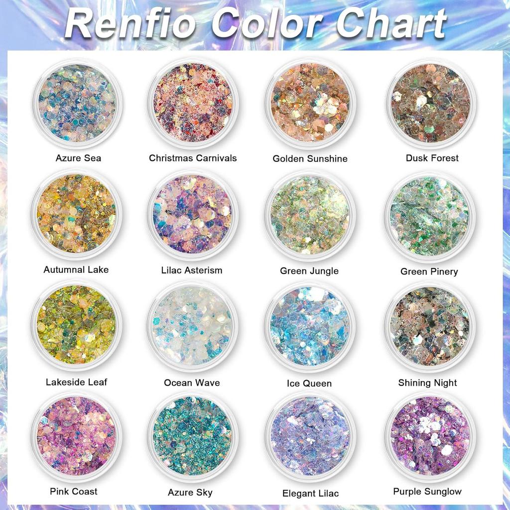 12 Colors Holographic Chunky Glitter Assorted 3mm Star Shapes Fine Glitter Powder for Body Nail Art Craft Mixed Colors