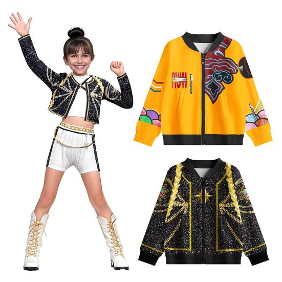 Demon Hunter Cosplay Jacket for Teens Zippered Baseball Jacket Bomber Coat Printed Fall Winter Costume for Role-Play Daily Wear