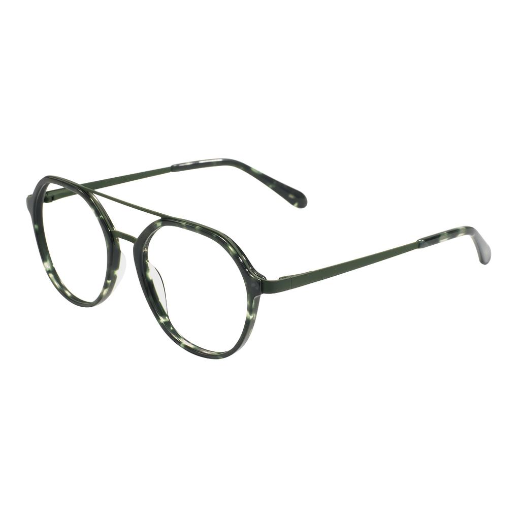 Acetate Unisex Round Double Bridge Tortoiseshell Glasses Frame Full Rim Big Spectacle With Spring Hinge For Prescription Lenses