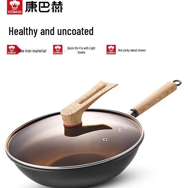 KOBACH 32cm Non-Coated Fine Iron Wok