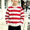 Boys Girls Striped Long Sleeve Crewneck Sweatshirt Casual Comfortable Pullover for Fall and Winter