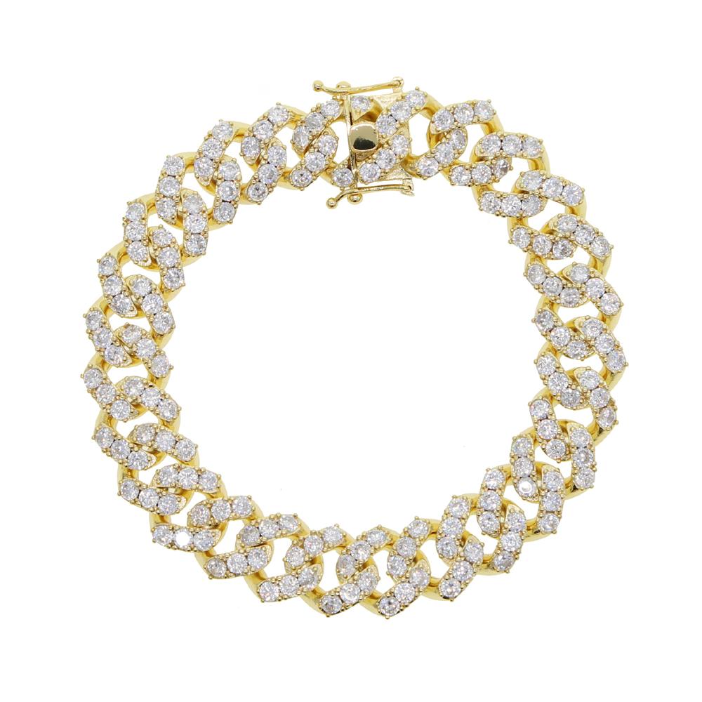 New Trendy Gold Hip Hop 12mm Wide CZ Diamond Miami Cuban Chain Anklet