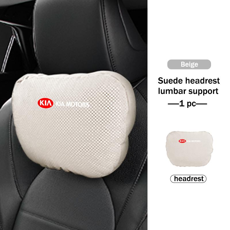 BBEI1 Car Styling Soft Suede Headrest Neck Support Seat Breathable Waist Pad Pillow Mat For KIA Sorento Stinger Soul Spectra Niro