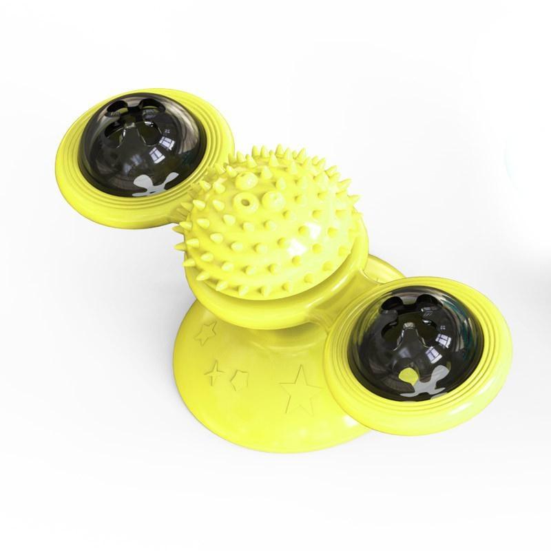 Cat Windmill Toy Funny Massage Rotatable Cat Toys with Catnip LED Ball Teeth Cleaning Pet Products