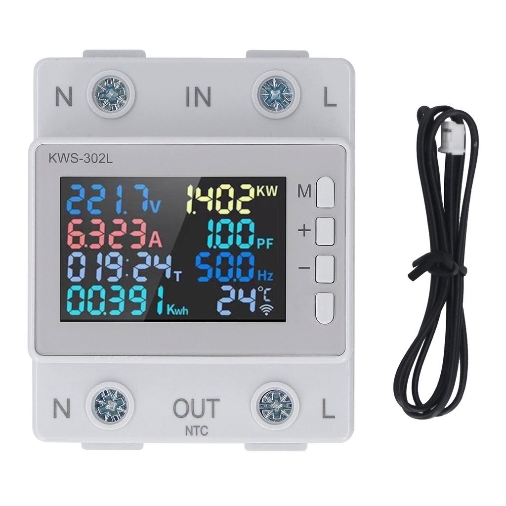 Einphasen-Energiezähler Farb-LCD-Anzeige Multifunktionales Spannungs-Strommessgerät Voltmeter Amperemeter mit Stromausfall