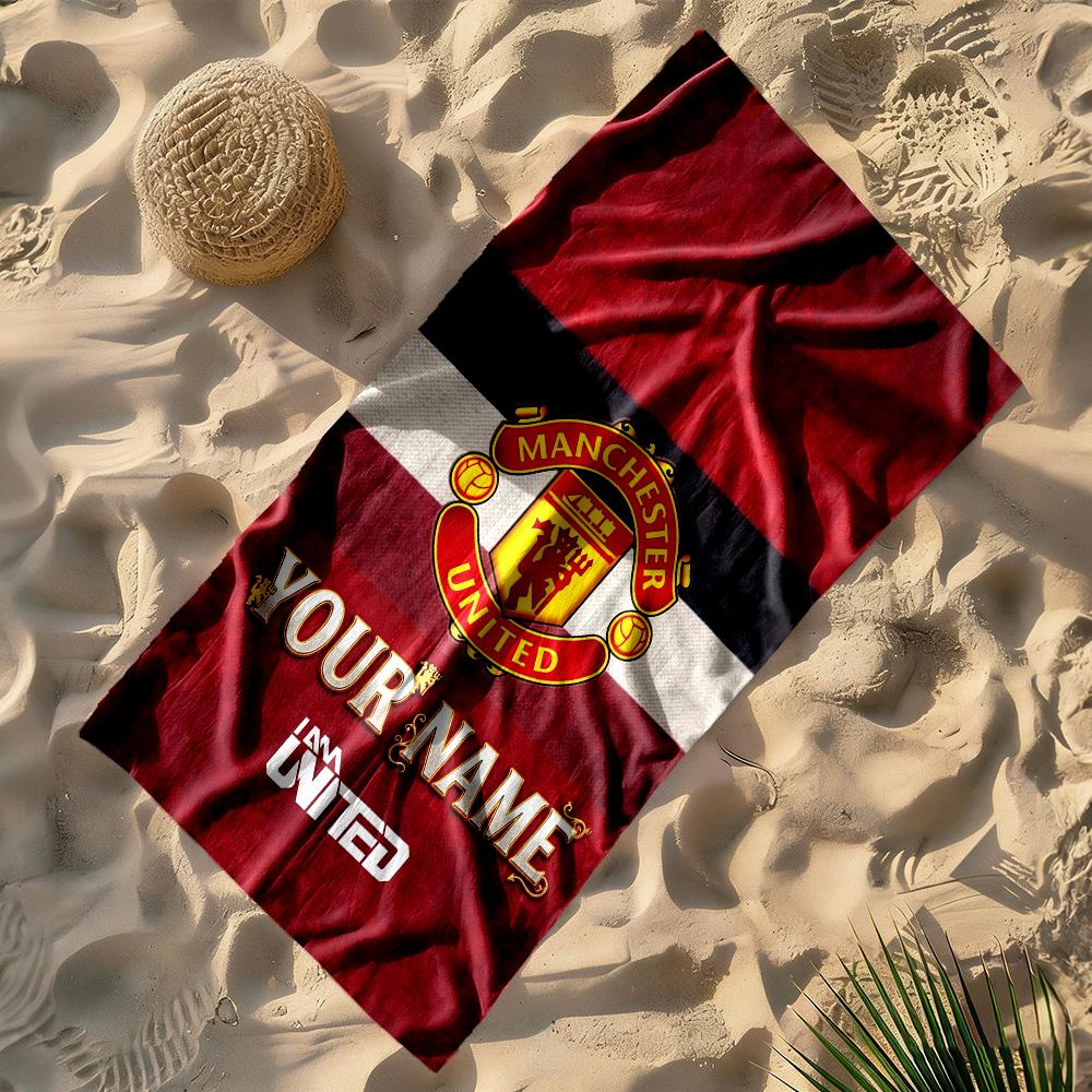 Manchester Customized Name Beach Towel Quick-Dry Soft Microfiber Perfect for Traveling Yoga Camping and Swimming