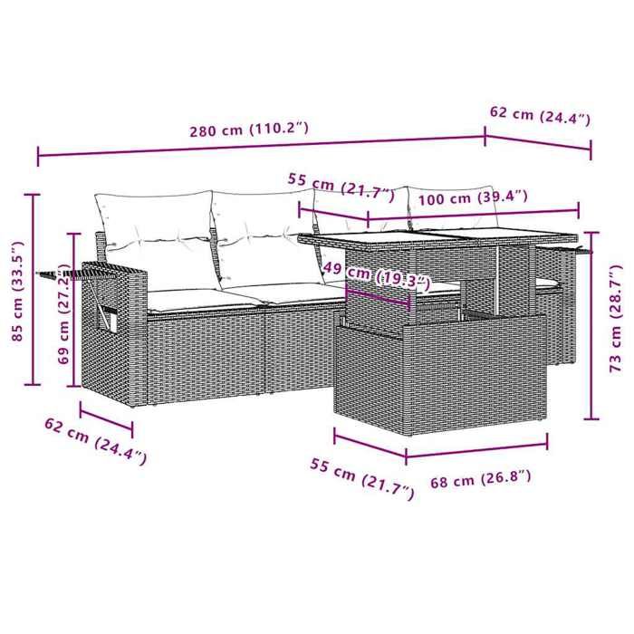 VidaXL Salon de jardin 7 pcs avec coussins noir résine tressée 3267756