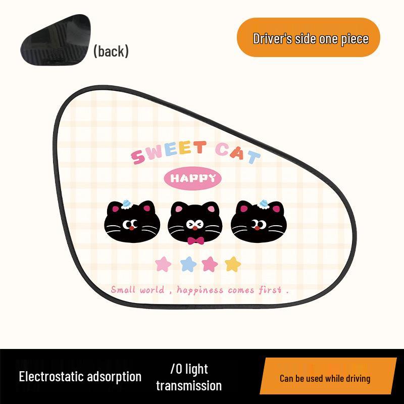 Cartoon Cat Car Sunshade: Sun Protection & Heat Insulation Electrostatic Window Visor