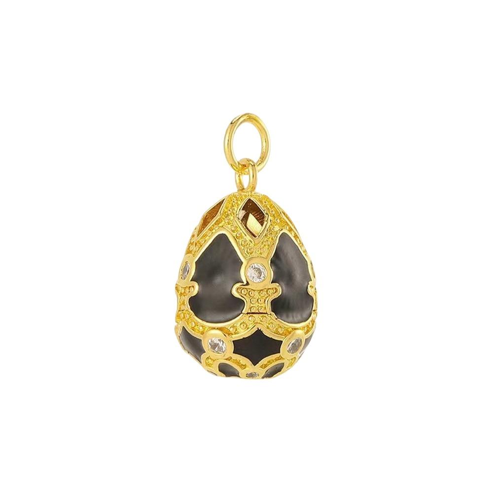 Copper Easter Egg Crystal Pendant Bohemia Necklace Pendant Colorful Enamel Pendant  Party