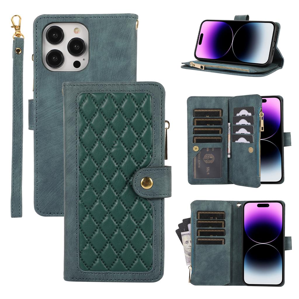 Zipper Leather Wallet Card Solt Case For iPhone 14 15 Pro Max 13 12 Mini 11 X XS XR 6 6s 7 8 Plus SE2022 Bags Book Purse Cover