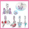 Original New In Red Crayfish Charm Beads Fits Bracelets Bangle Necklace For Women Luxury Diy Jewelry Fine Gifts