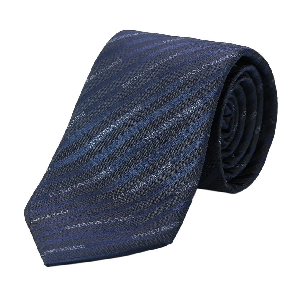 

Emporio Armani Necktie Blue Marine Large Sword Width Silk Logo Stripe 340075 2R605 47635 MADE IN ITALY Men s 7.5cm 100% & [Item]