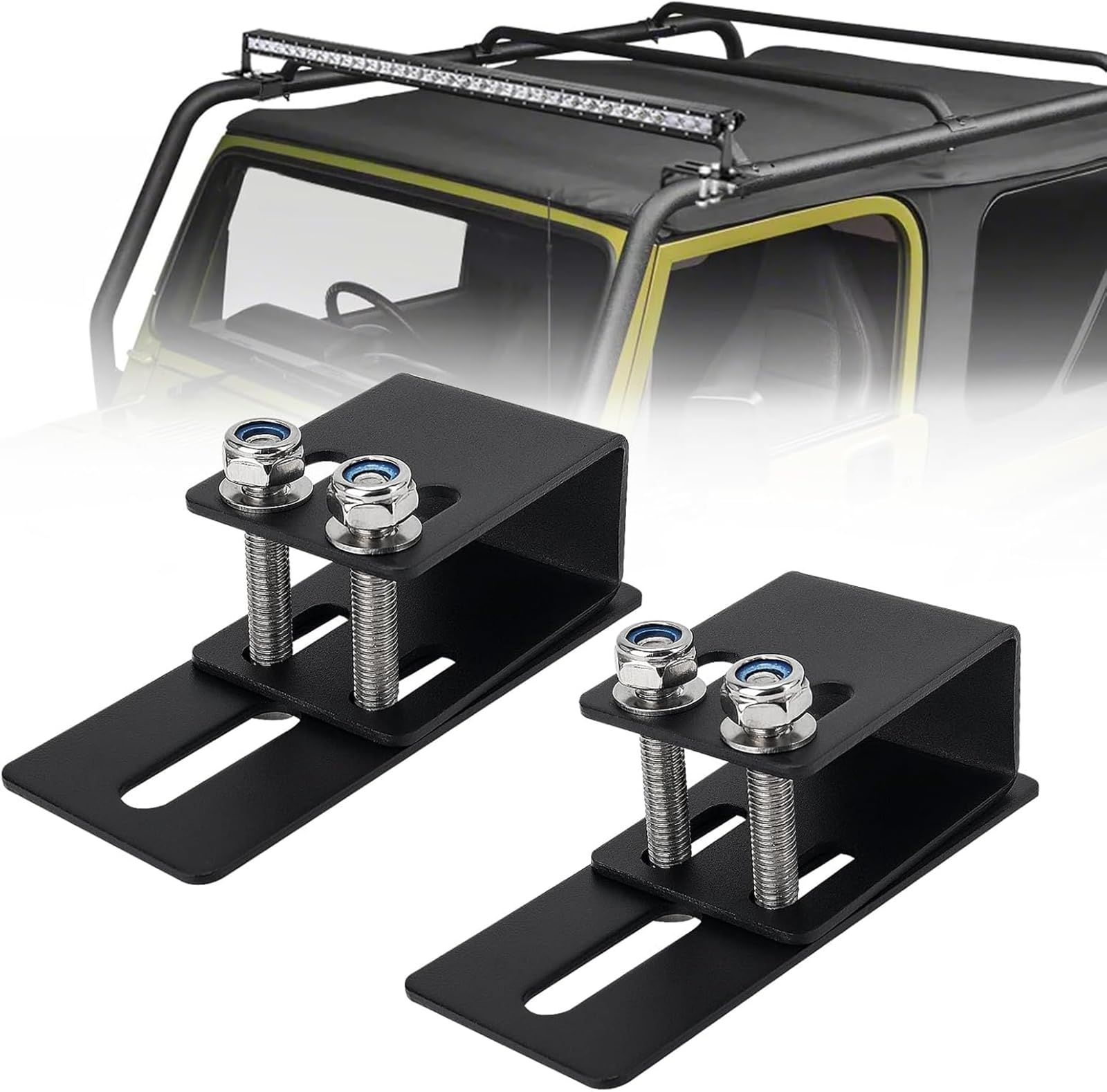 

Largoods Длинная полоса света Кронштейн для крепления багажника Кронштейн для крепления Опора для багажника на крыше автомобиля Кронштейн для светодиодной рабочей фары Монтаж крышного света Вспомогательный свет Монтаж чёрный